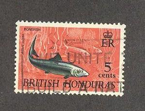 BRITISH HONDURAS Sc# 218 USED F Bonefish UNWMK