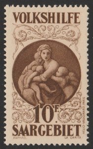 GERMANY - SAAR 1928 Christmas Charity 10Fr brown. MNH **. Mi 134 cat €900.