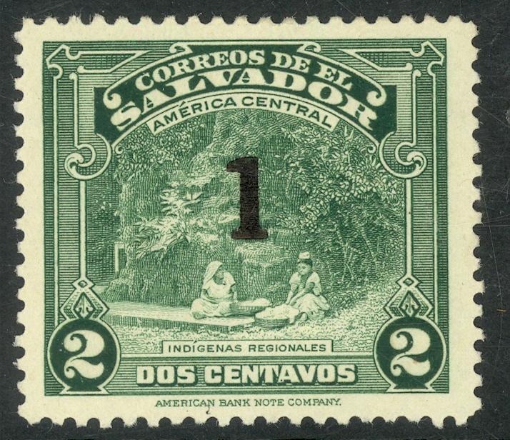 EL SALVADOR 1944-46 1 on 2c Indian Women Washing Pictorial Sc 591 MH