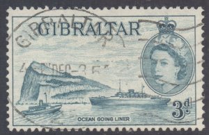 Gibraltar Scott 137 - SG150, 1953 Elizabeth II 3d used
