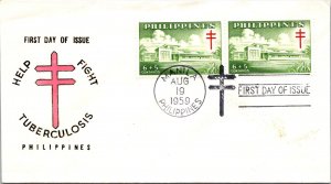 Philippines FDC 1959 - Fight Tuberculosis - 2 x 6c + 5c Stamp - Pair - F43201