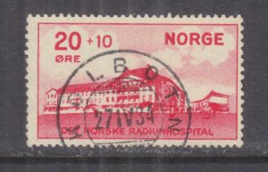 NORWAY, 1931 Radium Hospital Fund 20o.+10o. Red, used.