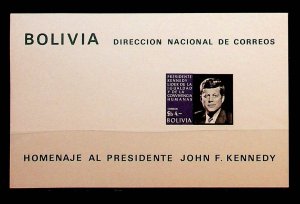 BOLIVIA Sc 511a NH SOUVENIR SHEET OF 1968 - KENNEDY