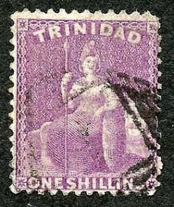 Trinidad SG73a 1/- Lilac Rose Wmk Crown CC Perf 12.5 Fine used