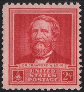 SC#875 2¢ Famous Americans: Dr. Crawford W. Long Single (1940) MNH