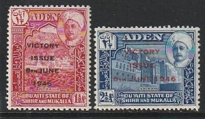 1946 Aden (Quaiti) - Sc 12-13 - MNH VF - 2 single - Victory