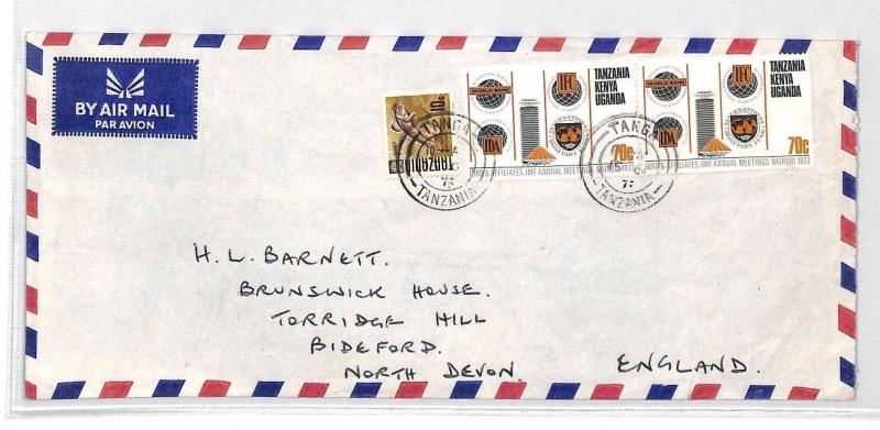 BT289 1973 TANZANIA/BRITISH KUT MIXED FRANKING *Tanga* Commercial Airmail Cover