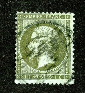 `1862 France Sc # 22a used cv. $35 ( 2457 WX )