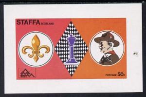 Staffa 1978 Scouts & Chess imperf souvenir sheet (50p...