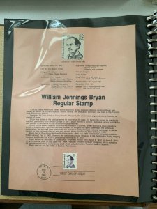 USPS Souvenir Page Scott 2195 1986 William Jennings Bryan stamps