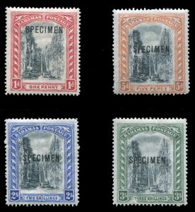 Bahamas #33-36S Cat$165, 1901-3 1sh-3sh, set of four, overprinted Specimen, h...