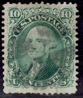 US Stamp #68 10c Green Washington USED SCV $55