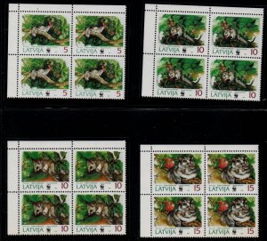 Latvia Sc 381-84 1994 Mice WWF stamp set mint NH blocks of 4