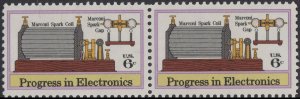 US 1500 Electronics Marconi Spark Coil & Gap 6c horz pair (2 stamps) MNH 1973