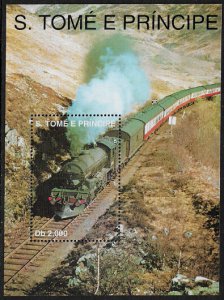 St Thomas & Prince Is #1139 MNH S/Sheet - Steam Locomotives - Train