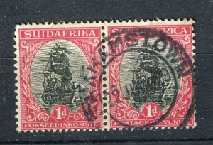 SOUTH AFRICA; 1920s-30s Dromedarius issue 1d. fine used POSTMARK Pair