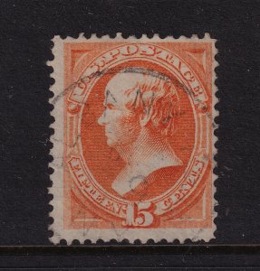 1873 Webster 15c orange Sc 163 used single with Albany NY cancel CV $160 (AD