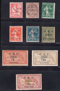 MOMEN: FRENCH COLONIES CILICIA SC #100-109 1920 MINT OG H LOT #66123