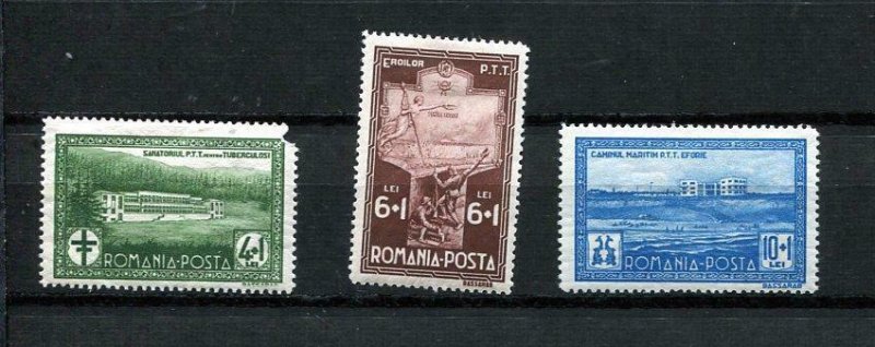 Romania 1932 Mi 446-8 MH 1 stamp damaged corner CV 40 euro MH 9643 