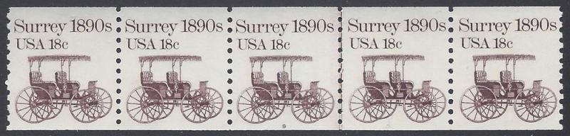 #1907 18c Surrey 1890s PNC Strip/5 P#9 1981 Mint NH