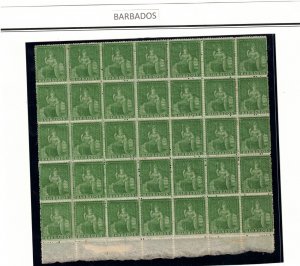 Barbados #15 (SG #21) Very Fine Never Hinged Block Of Thirty Five