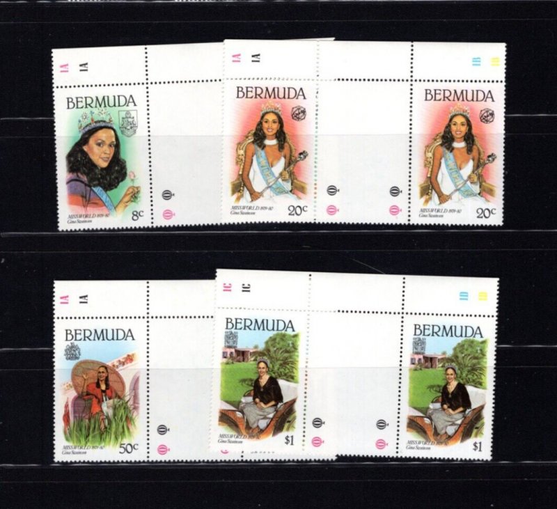 Bermuda 397-400 Miss World 1979 Gutter Pair XF 1980 MNH Complete Set BCLG