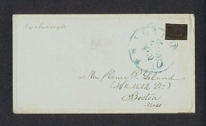 US 15L13 1850 blood's One Cent Despatch tied to cover by blue Apr 29 cancel