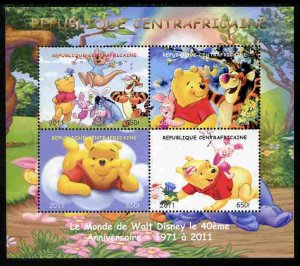 C A R - 2011 - Winnie the Pooh - Perf 4v Sheet  - Mint Never Hinged