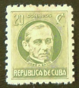 CUBA Sc# 307b  JOSE A SACO  20c  1930  MOG  #4 see pics