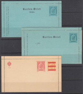 Austria Mi K15, K20, K46c mint. 1890-1907 Letter Cards with full OG, 3 different