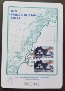 Norway 150th Anniv Steam Shipping Special Print 1988 Map (souvenir sheet) MNH