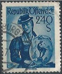 Austria 548 (used, faults) 2.40s Costume of Kitzbühel, blue (1951)