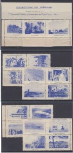 SPAIN 1953 CINDERELLA GRAN CANARIA PHILATELIC EXHBTN. SET OF 20 ITEMS MULTIPLES 