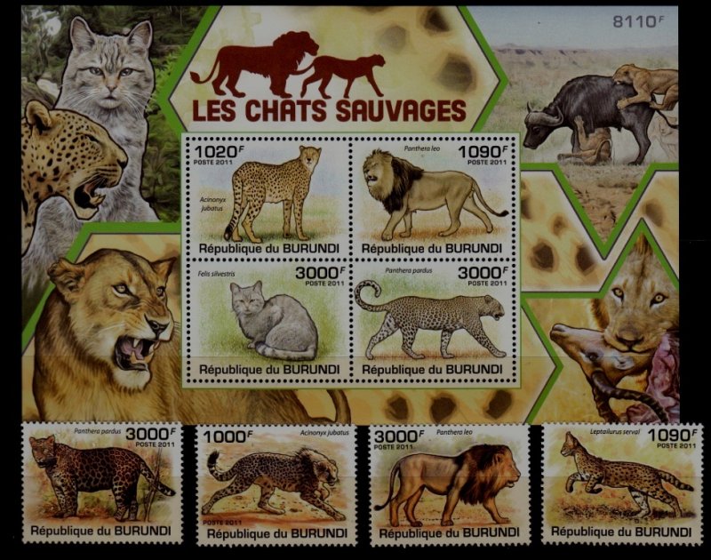 Burundi 842-46 MNH Cats SCV30