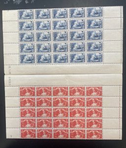 France #B42 - #B43 Very Fine Never Hinged In Sheets Of Twenty Five With Numbered