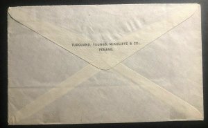 1948 Turquand Young McAuliffe Co Penang Malaya Airmail Cover To New York USA 