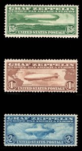 MOMEN: US STAMPS # C13-C15 MINT OG H GRAF ZEPPELIN $1,080.00 LOT #16388-42