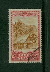 Cook Islands 1949 2s Native hut and palms, fine, used