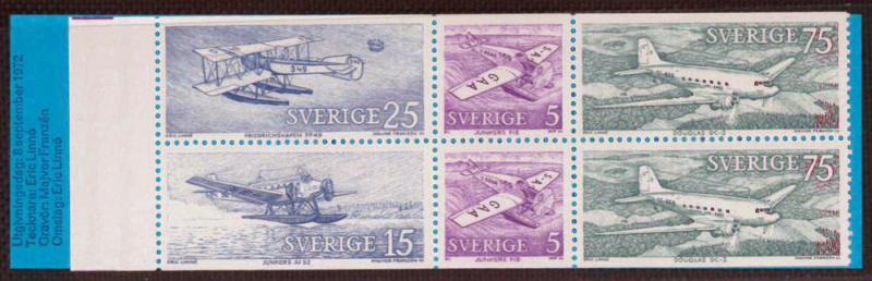 SWEDEN Sc#939a Historic Planes, Complete Booklet MNH