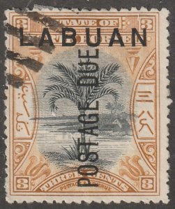 North Borneo, stamp, Scott#J2, used, hinged,  postage due, LABUAN, #Ql-J2