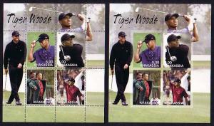 Hakasia, 2001 Russian Local. Golfer Tiger Woods Perf & Imperf sheets. ^