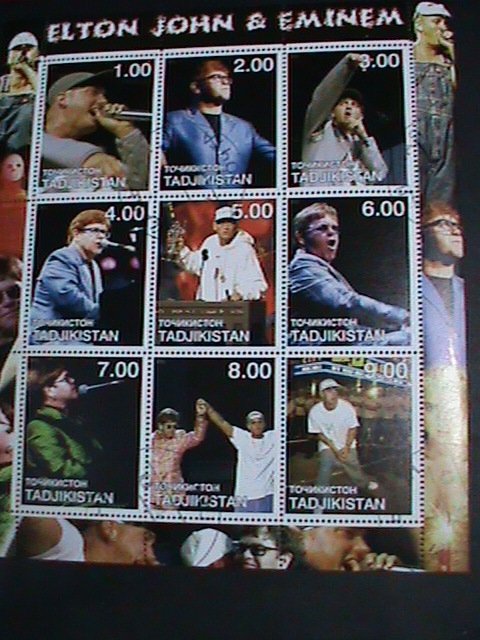 Tajikistan Stamp:2001 Elton John & Eminem CTO full Stamp sheet