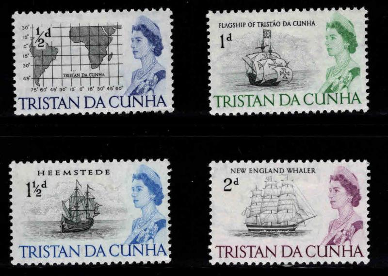 Tristan da Cunha Scott 71-75 MH* QE2 Tall Ships and chart