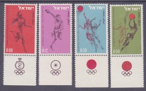 Israel 259-62 MNH 1964 Tokyo Olympics Israel Participation Set w/Tabs