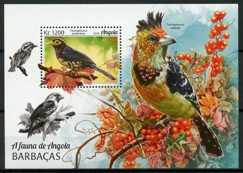 Angola Birds on Stamps 2018 MNH Barbets Barbet Bird Fauna 1v M/S 