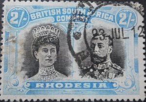 Rhodesia Double Head 2/- with Bulawayo stars (DC) postmark