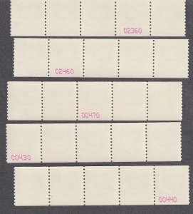 PNC5 10c Bicycle WA S111 5 Digit Middle Pink Set 5 US #3229 MNH F-VF