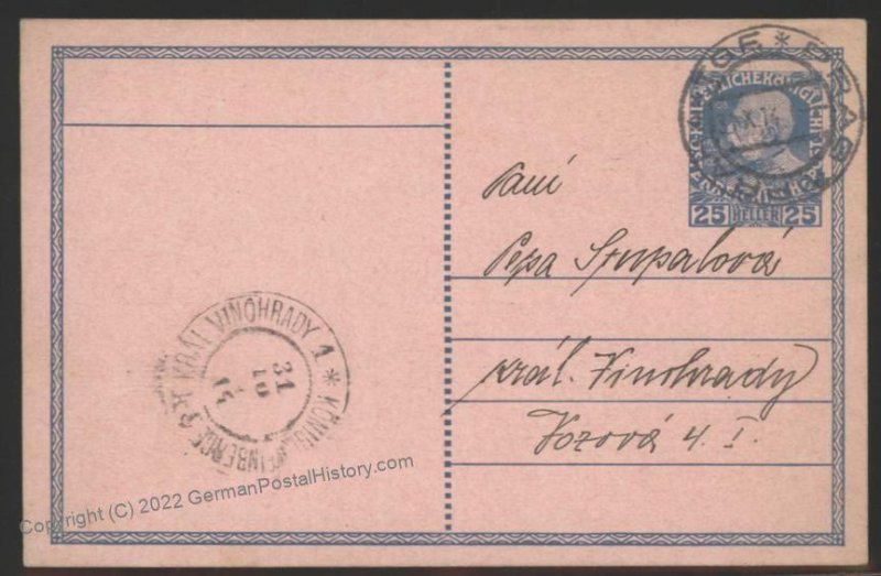 Austria 1914 WWI PRAGUE Halloween Rohrpost  Pneumatic Mail Postal Card Co 108605