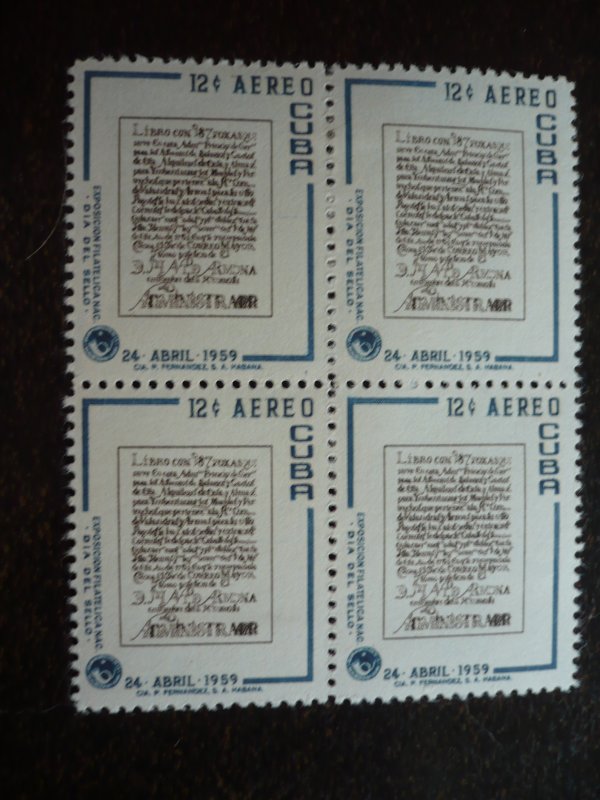 Stamps - Cuba - Scott# C195-C196 - Mint Hinged Set of 2 Stamps in Blocks of 4