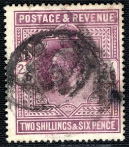 GB KEVII High Value SG.262 2s/6d Dull Purple (Chalky) Used Cat £180- PRED106